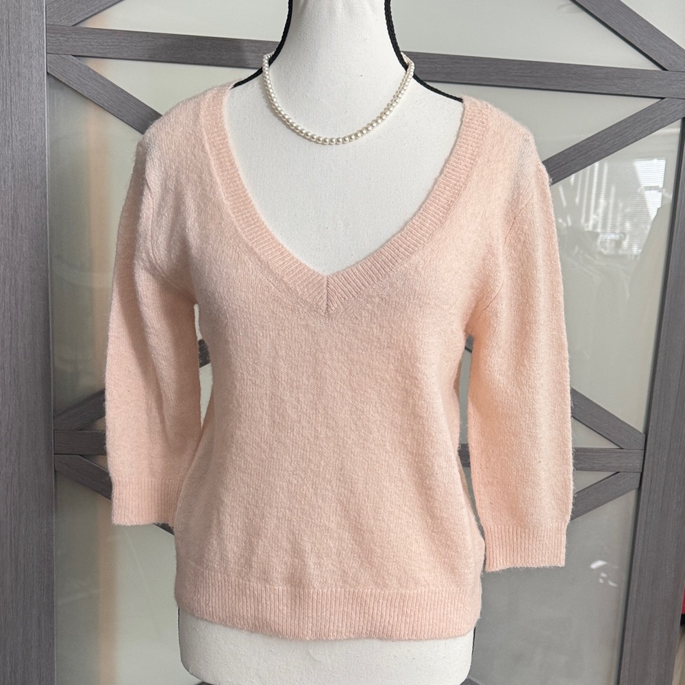 Chelsea28 Nordstrom Blush Pink Wool Blend V Neck Sweater Women’s Medium